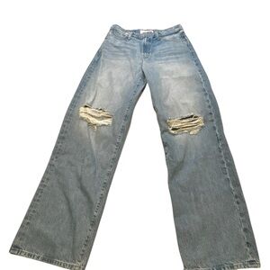 MOTHER The Dodger Sneak Jeans Size 29 Light Wash Distressed Straight